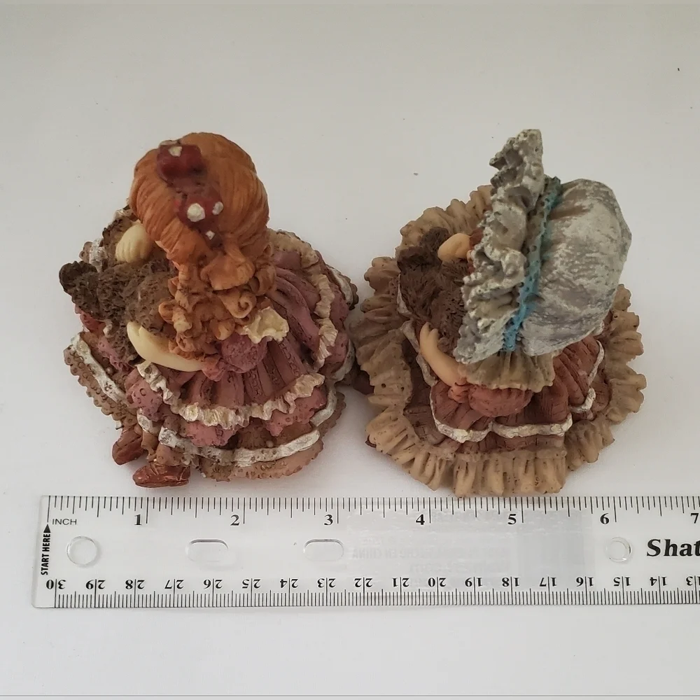Vintage Resin Victorian Children with Teddy Bears Figurines